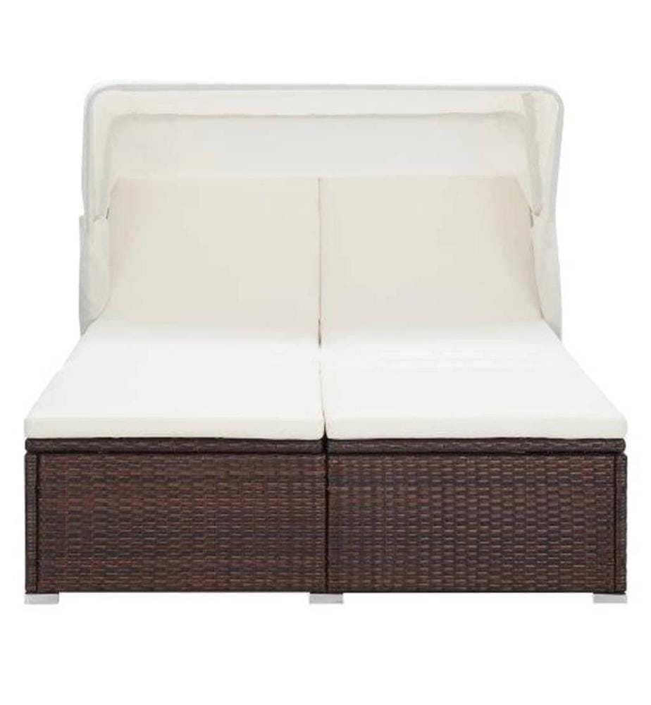 Transat à 2 places avec coussin Résine tressée Marron