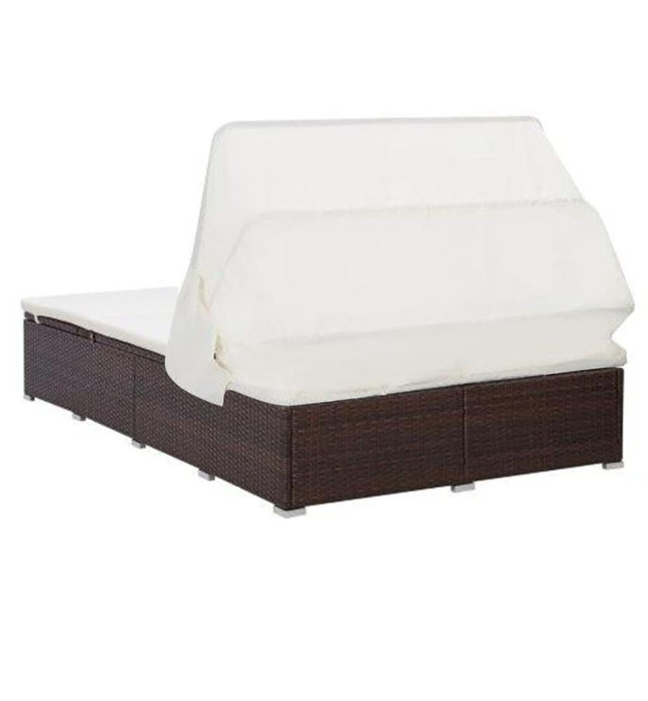 Transat à 2 places avec coussin Résine tressée Marron