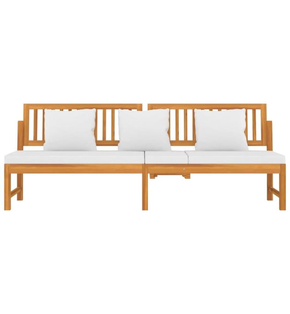 Lit de jour avec coussin crème 200x60x75cm Bois d'acacia solide