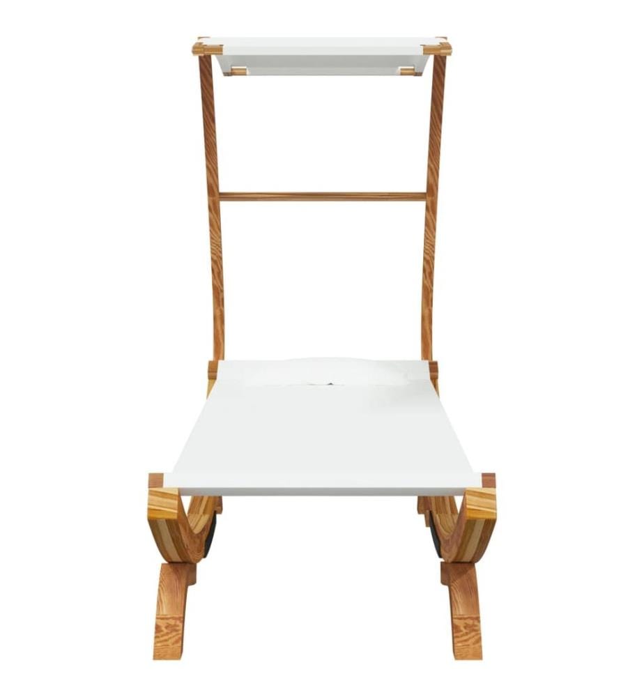 Sonnenliege mit Dach 100x190x134 cm Bugholz Massiv Creme