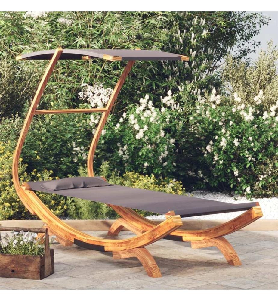 Sonnenliege mit Dach 100x190x134 cm Bugholz Massiv Anthrazit