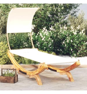 Sonnenliege mit Dach 100x200x126 cm Bugholz Massiv Creme