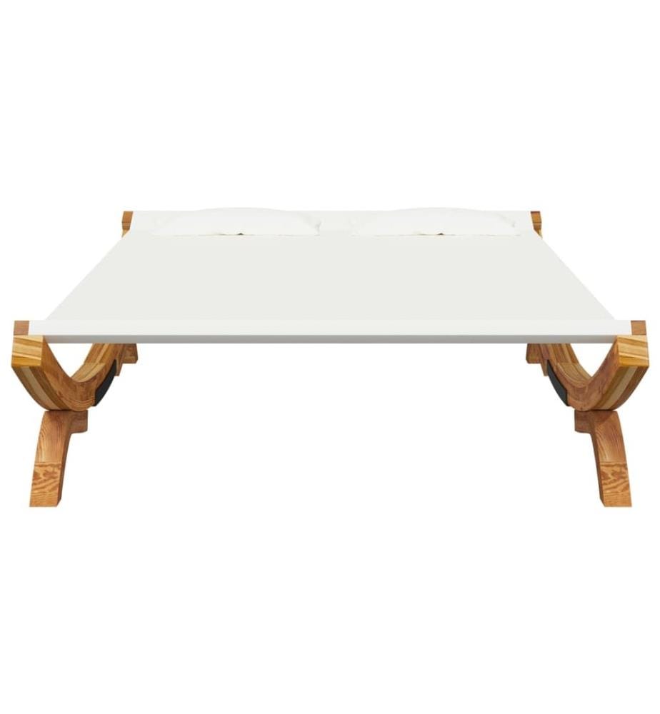Sonnenliege 165x188,5x46 cm Bugholz Massiv Creme