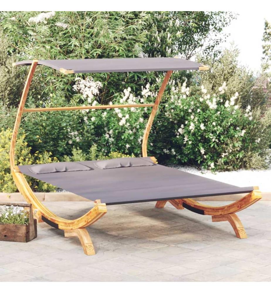 Sonnenliege mit Dach 165x203x138 cm Bugholz Massiv Anthrazit