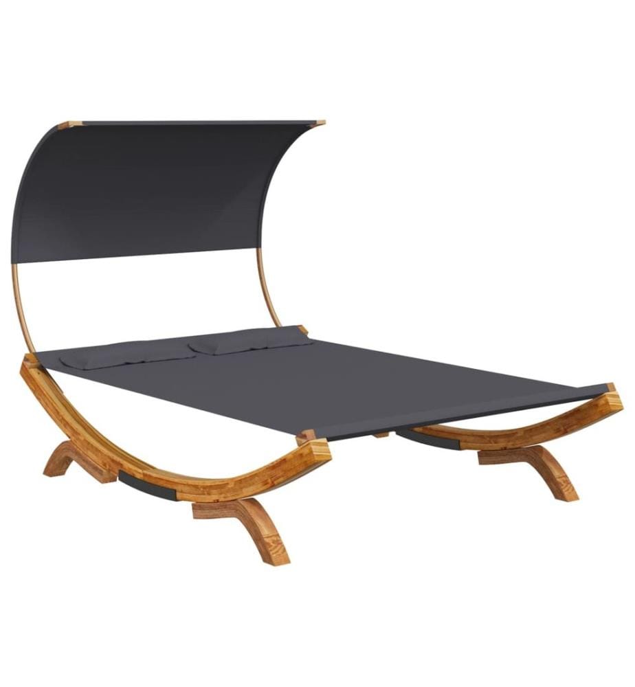 Sonnenliege mit Dach 165x203x126 cm Bugholz Massiv Anthrazit