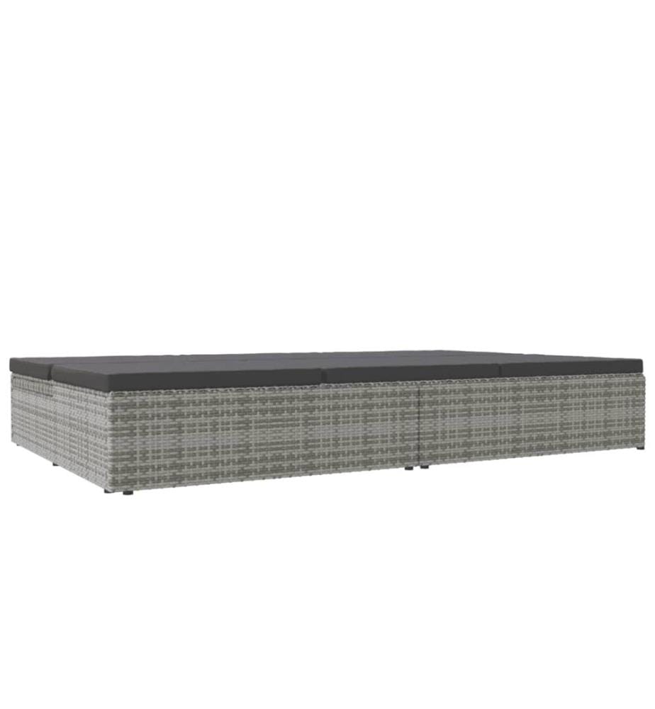 Sonnenliege mit Auflagen Poly Rattan Dunkelgrau