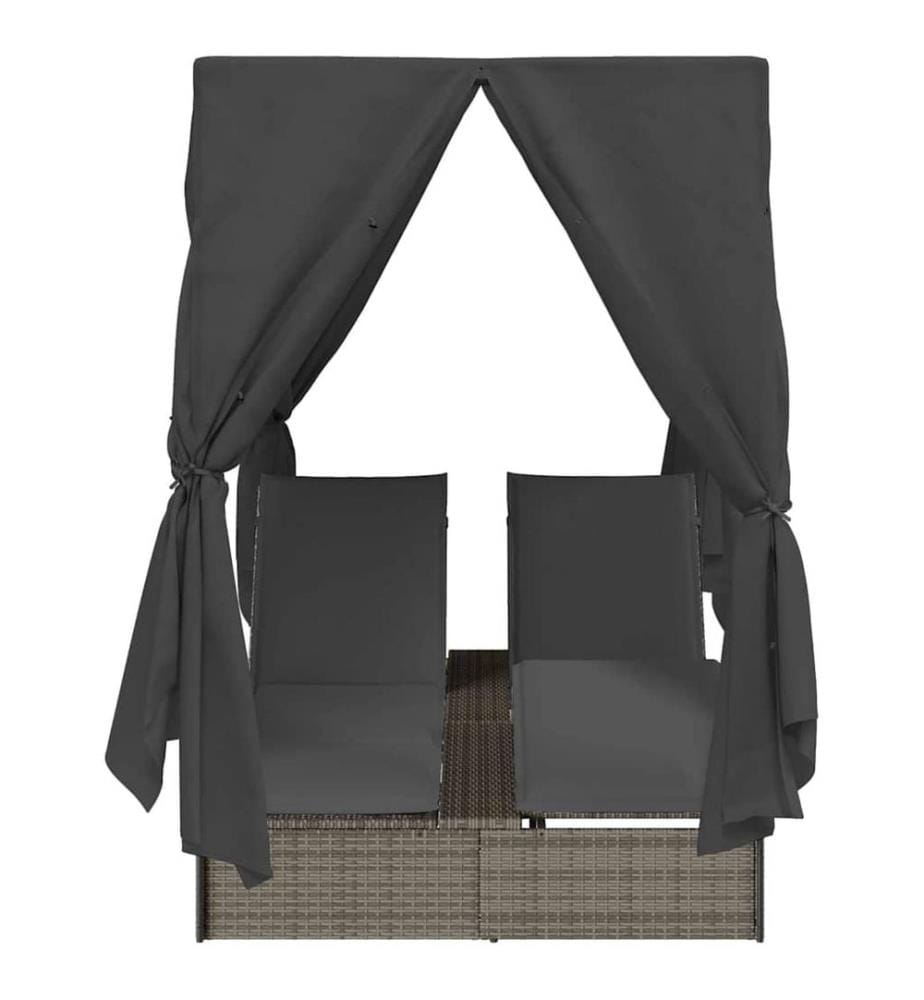 Transat double Réglable Gris 205 x 129 x 200 cm polyrotin