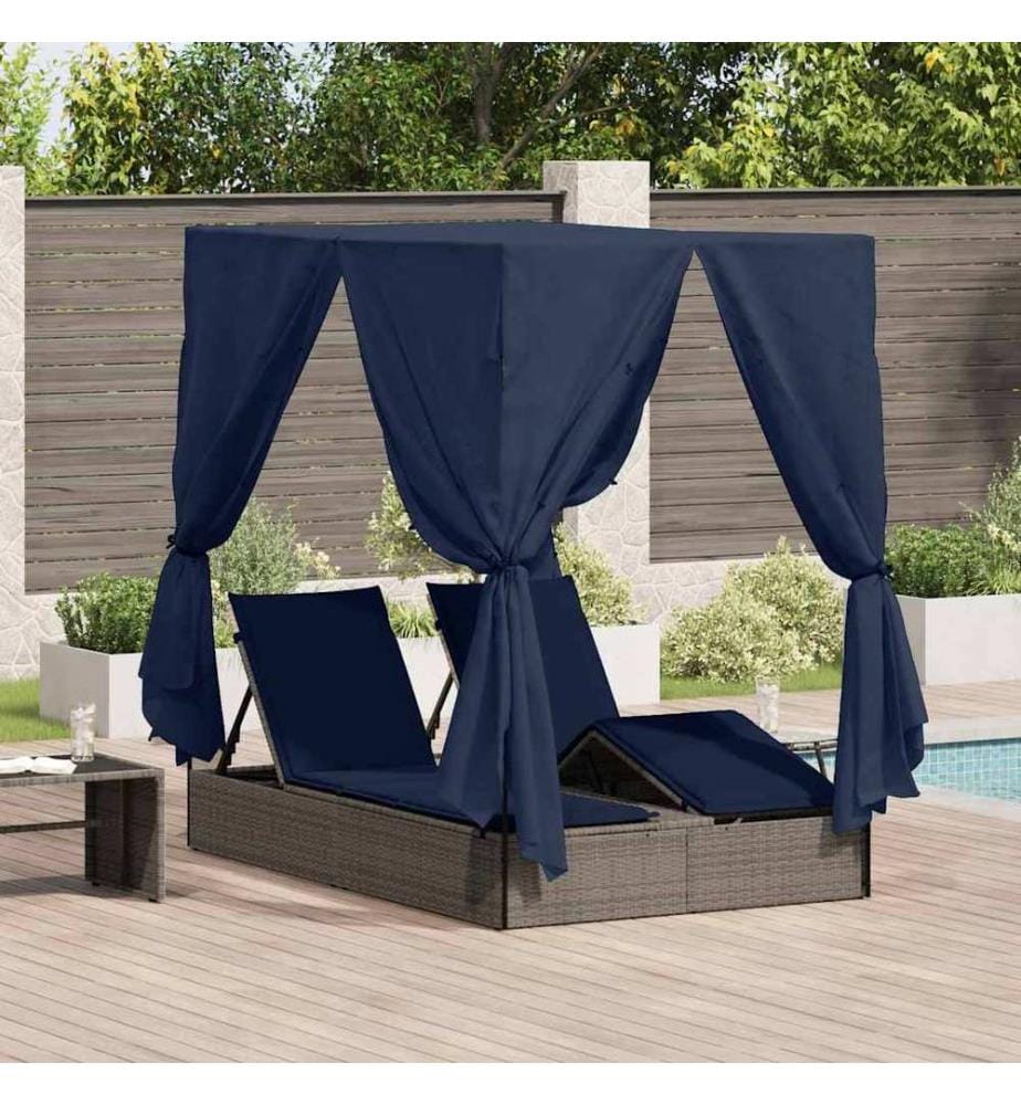 Transat double Réglable Noir 205 x 129 x 200 cm polyrotin