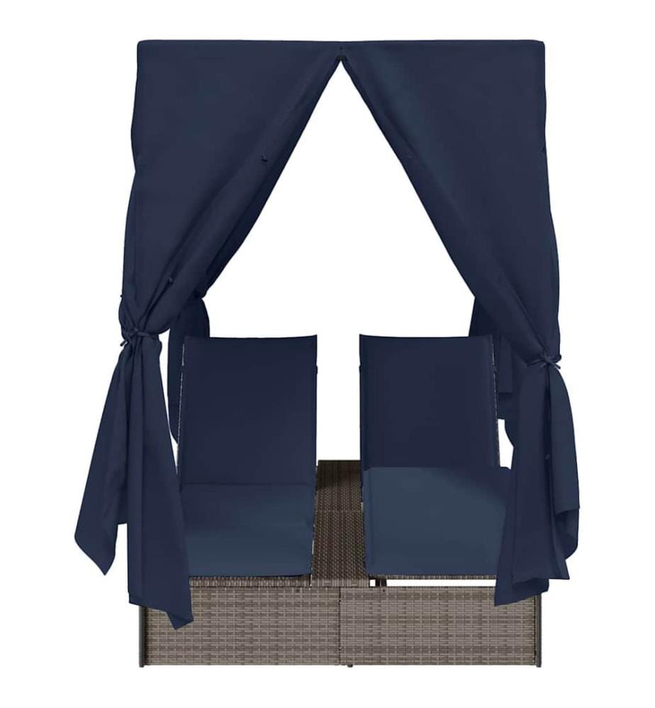 Transat double Réglable Noir 205 x 129 x 200 cm polyrotin