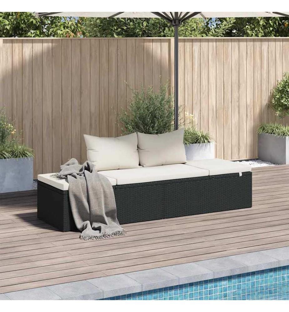Gartenbett Schwarz 195×60 cm Poly Rattan