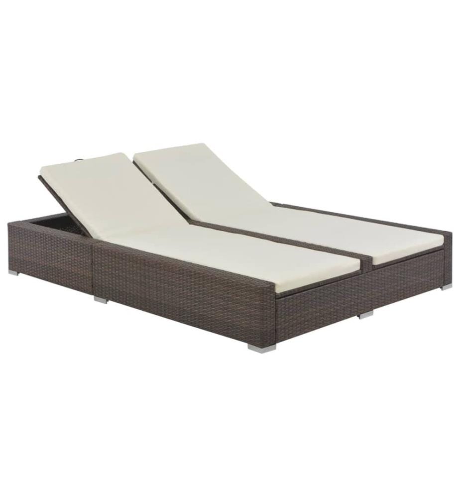 Doppel-Sonnenliege Poly Rattan Braun