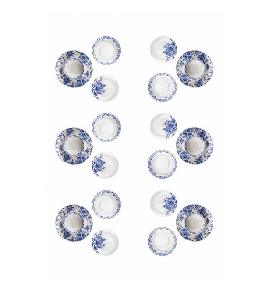 Dinner Set, 24 Pieces, Blue, 100% PORCELAIN