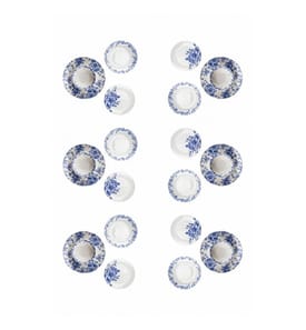 Dinner Set, 24 Pieces, Blue, 100% PORCELAIN
