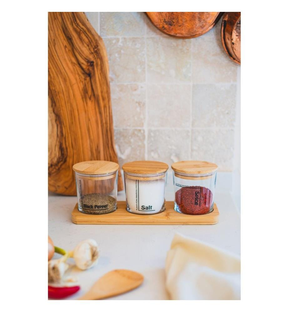 Spice Jar Set, 3 Pieces, Transparent, 100% GLASS