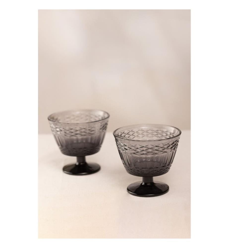 Glas-Eisbecher-Set, 2 Stück, Rauchglas, 100 % GLAS