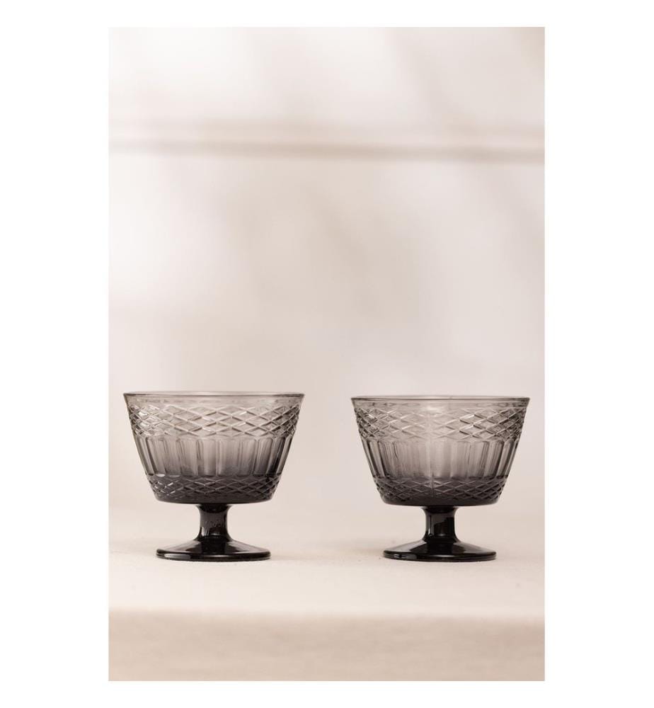 Glas-Eisbecher-Set, 2 Stück, Rauchglas, 100 % GLAS
