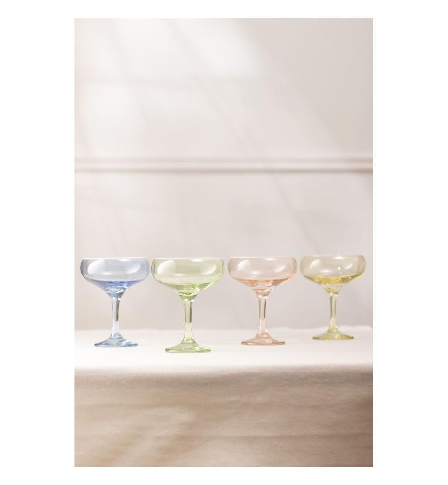 Glas-Eisbecher-Set, 4-teilig, Lachs, Gelb, Blau, Grün, 100 % GLAS