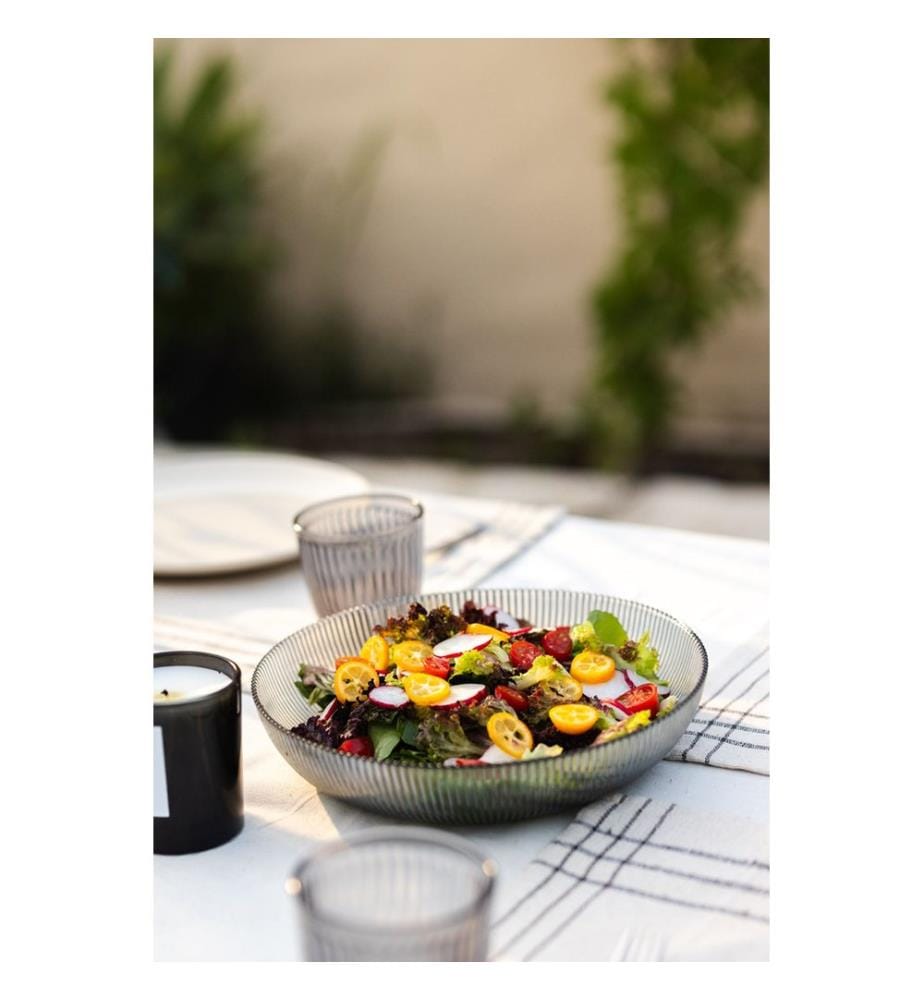 Glas-Salatschüssel-Set, 2-teilig, Rauchfarben, 100 % GLAS