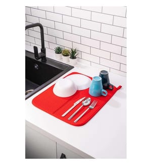 Dish Drying Mat, Red, 100% POLYESTER