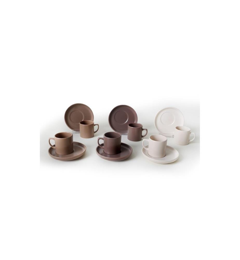 Coffee Cup Set, 12 Pieces, Multicolor, 100% CERAMIC STONEWARE