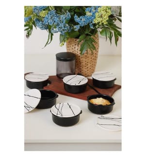 Aufbewahrungsbox-Set, 12-teilig, schwarz, weiss, 100 % KERAMIKSTEINGUT
