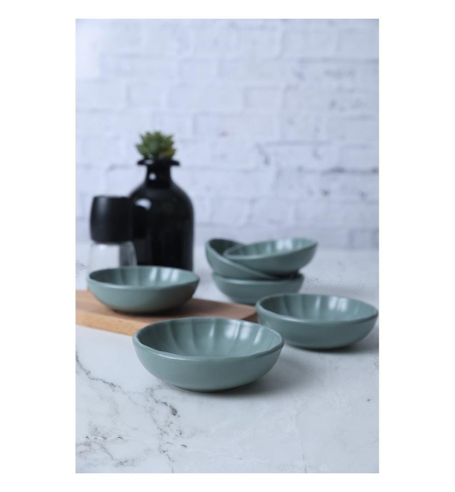 Appetizer Bowl Set, 6 Pieces, Light Green, 100% CERAMIC STONEWARE