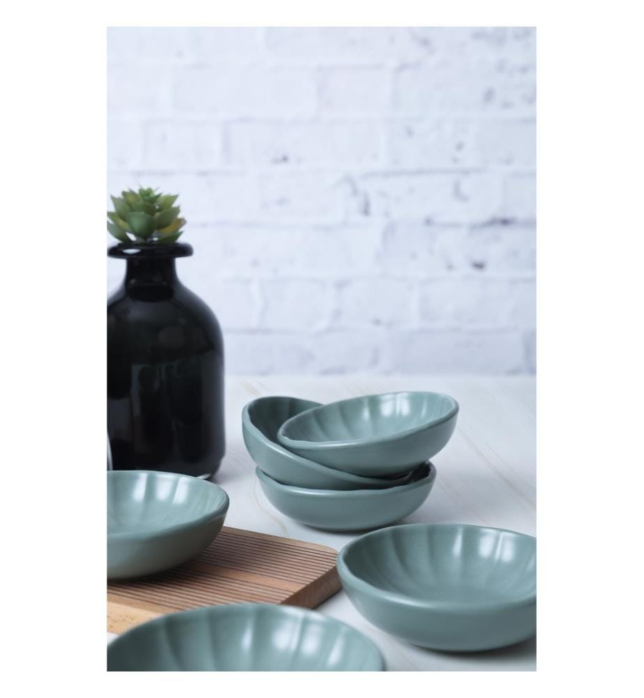 Appetizer Bowl Set, 6 Pieces, Light Green, 100% CERAMIC STONEWARE