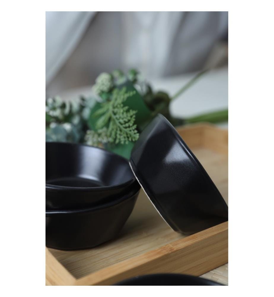 Appetizer Bowl Set, 6 Pieces, Black, 100% CERAMIC STONEWARE