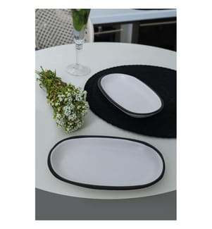 Platter Set, 2 Pieces, Matte White, 100% CERAMIC STONEWARE