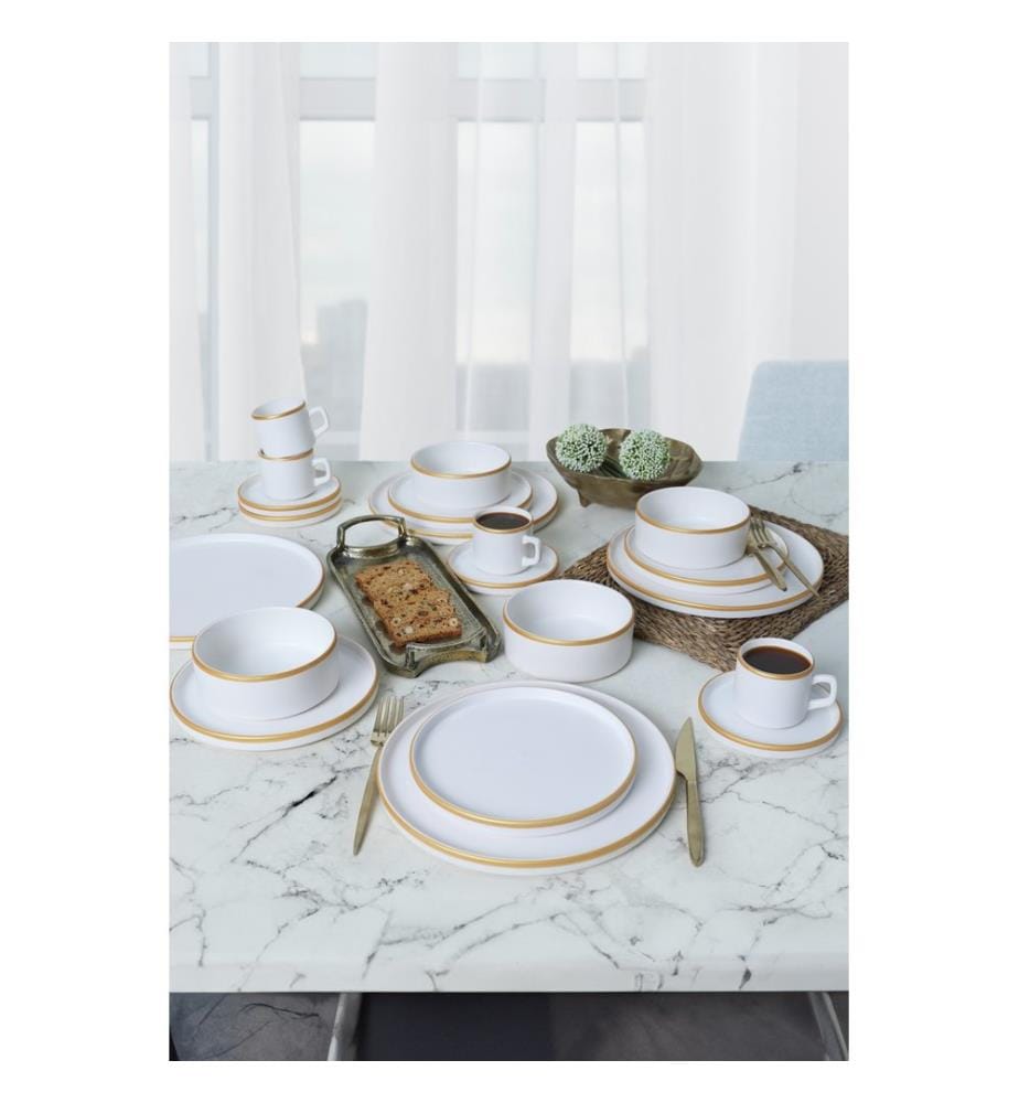 Dinner Set, 20 Pieces, Matte White, 100% CERAMIC STONEWARE