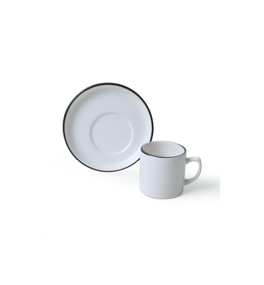 Coffee Cup Set, 12 Pieces, Matte White, 100% STONEWARE