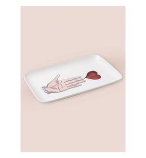 Platter, White, Red, 100% CERAMIC