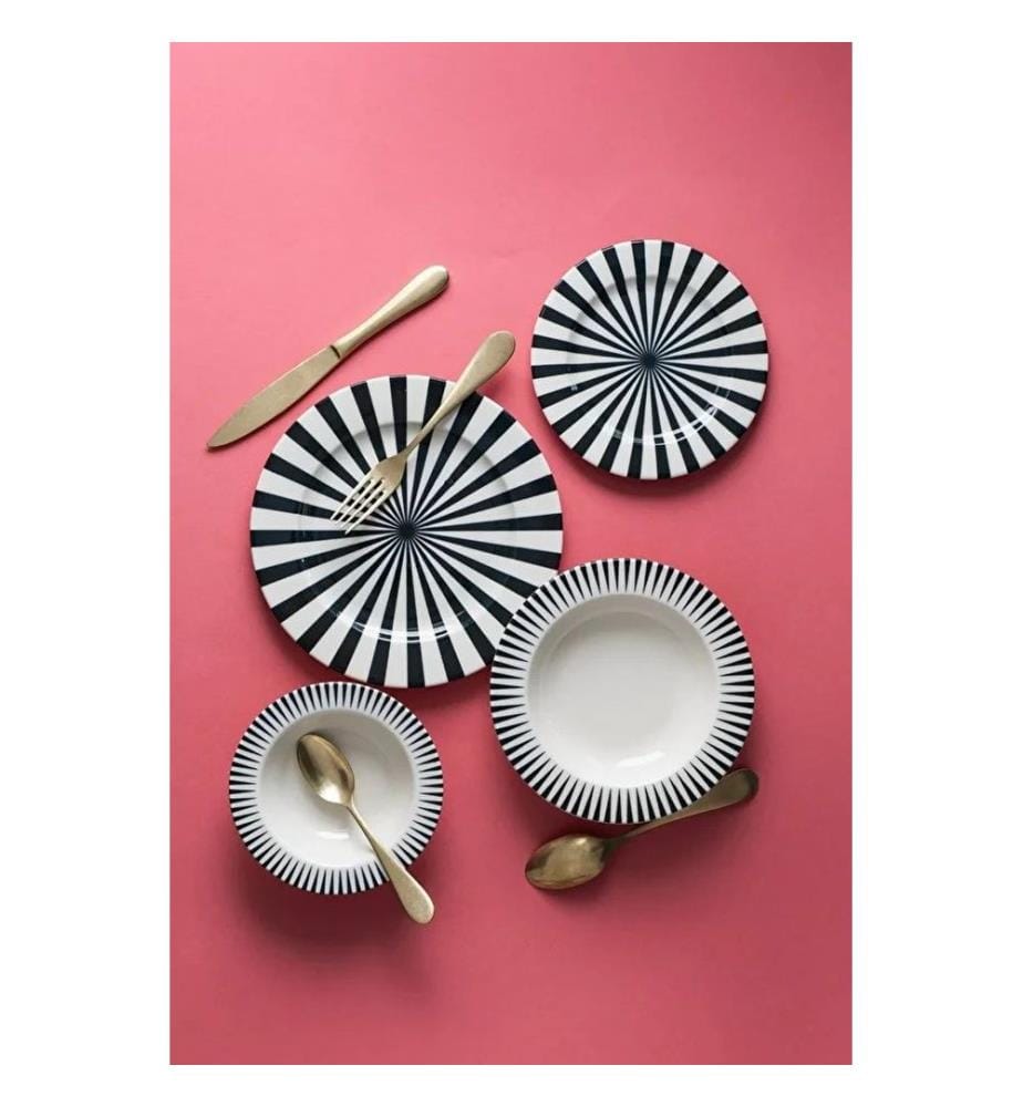 Dinner Set, 24 Pieces, Multicolor, 100% PORCELAIN