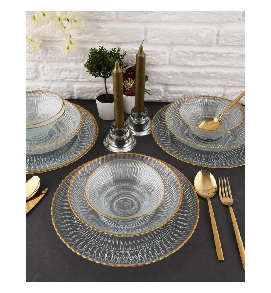Dinner Set, 12 Pieces, Transparent, 100% GLASS