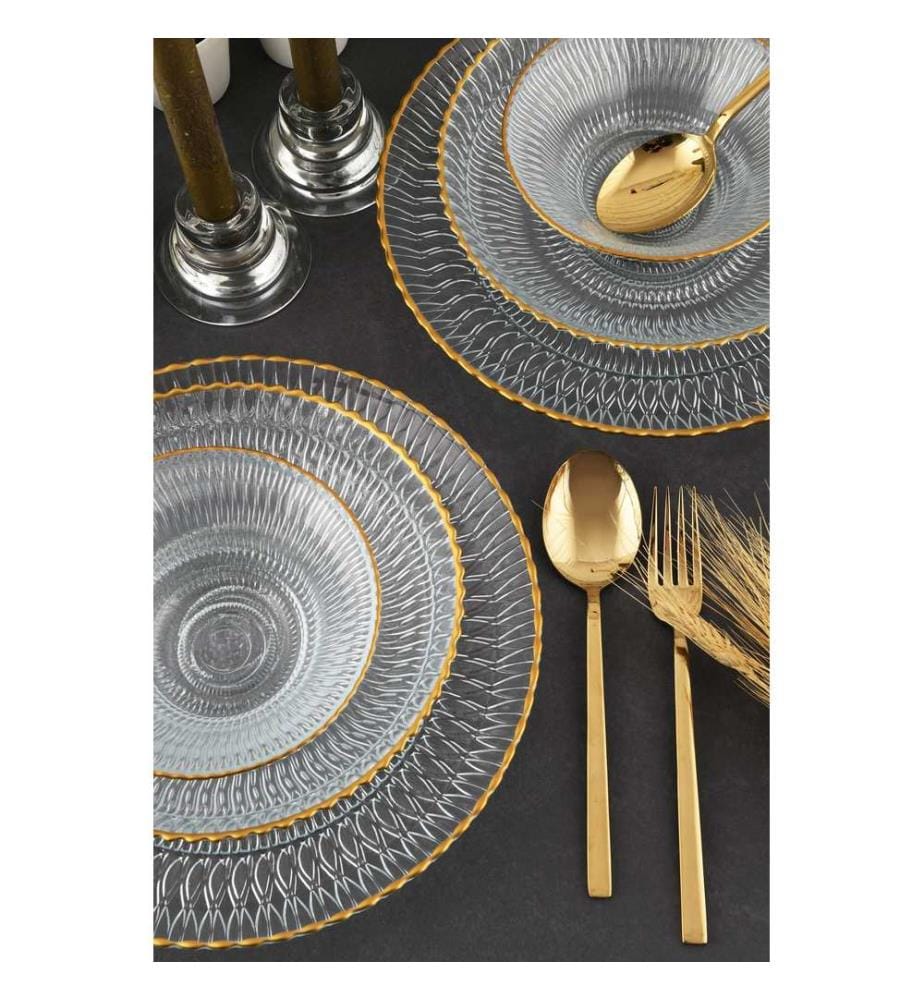 Dinner Set, 12 Pieces, Transparent, 100% GLASS