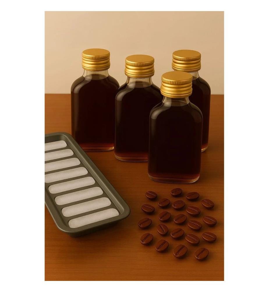 Glass Bottle Set, 5 Pieces, Transparent, Gold, 100% GLASS