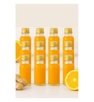 Glass Bottle Set, 12 Pieces, Transparent, Gold, 100% GLASS
