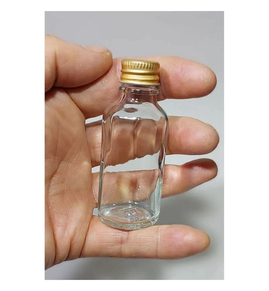 Glass Bottle Set, 6 Pieces, Transparent, Gold, 100% GLASS