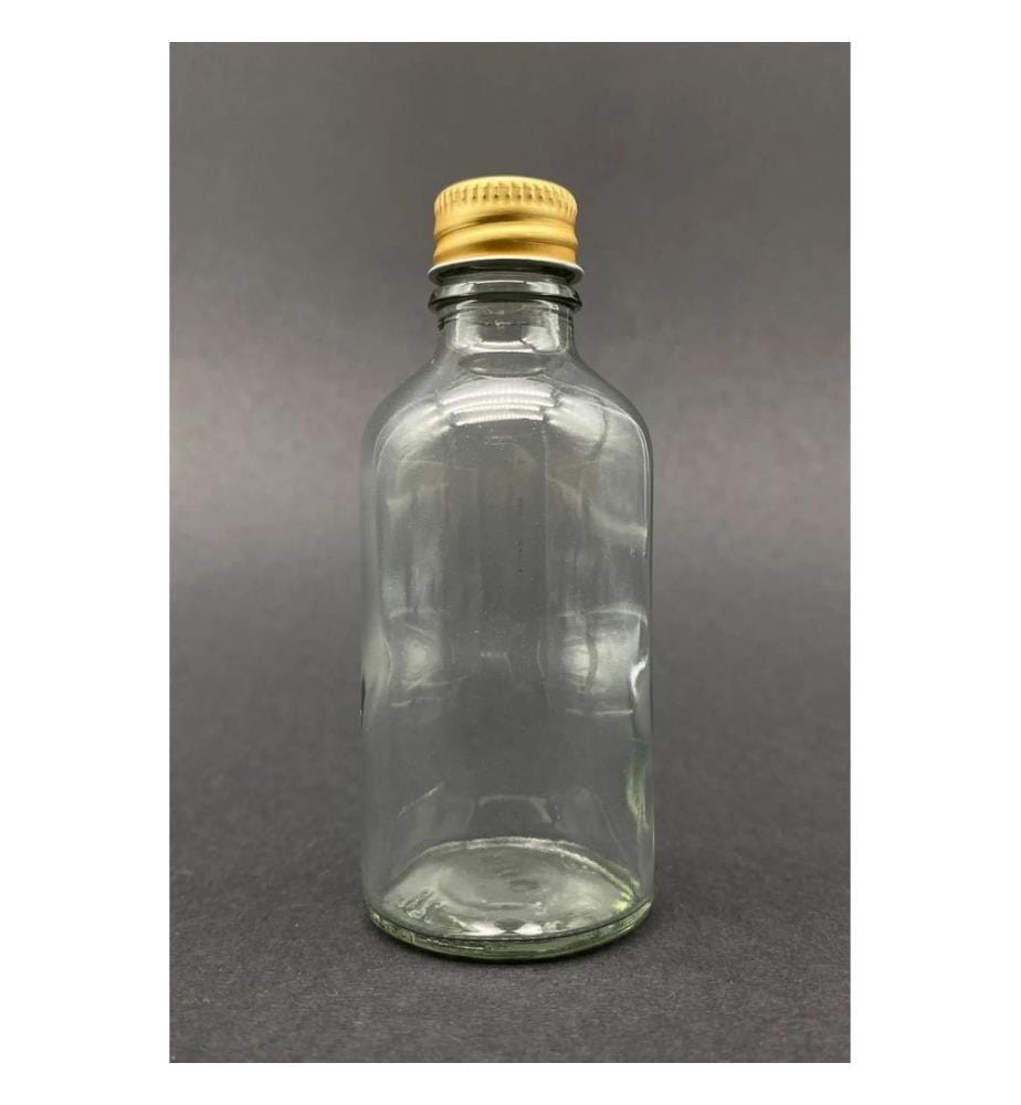 Glasflaschenset, 6 Stück, transparent, goldfarben, 100 % GLAS