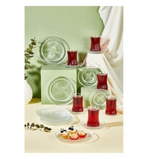 Tea Set, 18 Pieces, Transparent, 100% GLASS