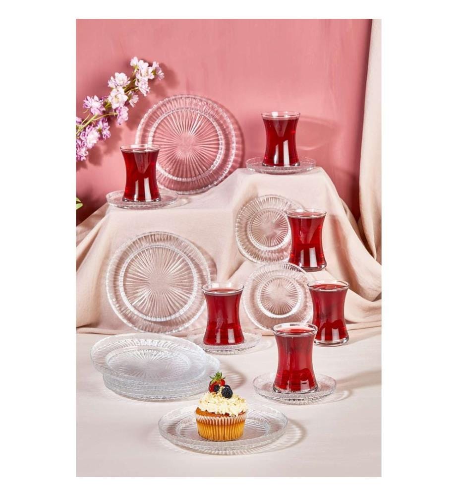 Tea Set, 18 Pieces, Transparent, 100% GLASS