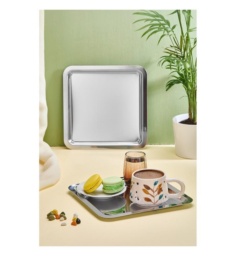 Serviertablett, 6-teilig, silberfarben, 100 % EDELSTAHL