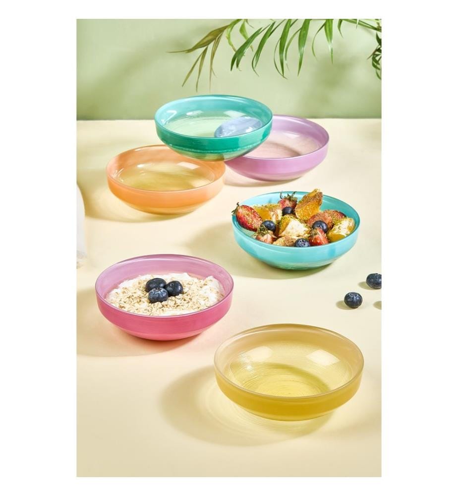 Schüsselset, 6-teilig, mehrfarbig, 100 % GLAS