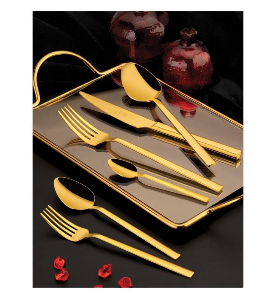 Set di posate, 36 pezzi, oro, 100% ACCIAIO INOSSIDABILE