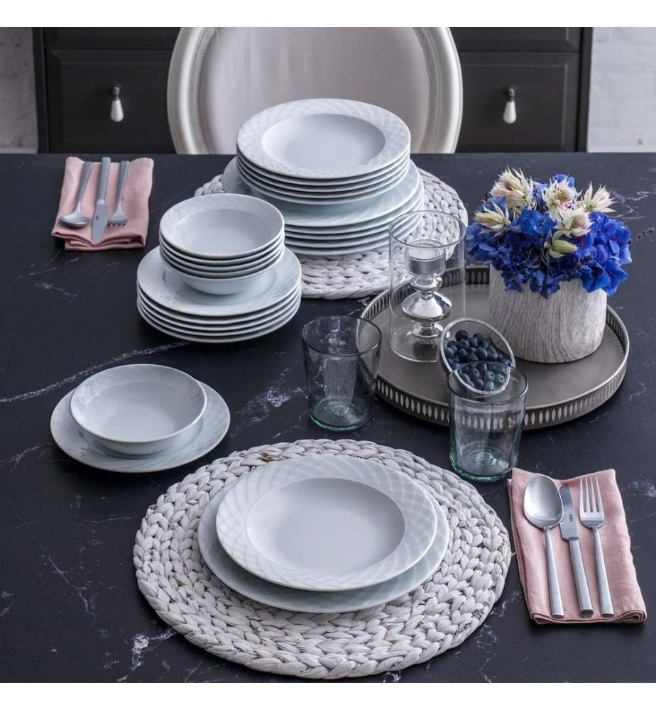 Geschirrset, 24-teilig, weiss, 100 % PORZELLAN