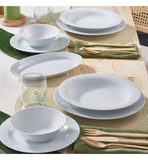 Dinner Set, 18 Pieces, White, 100% PORCELAIN