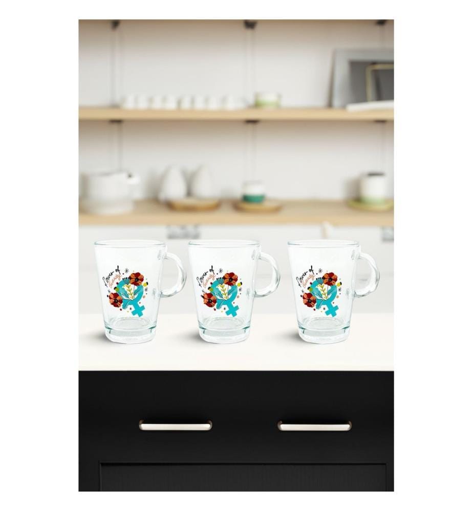 Mug Set, 3 Pieces, Multicolor, 100% GLASS