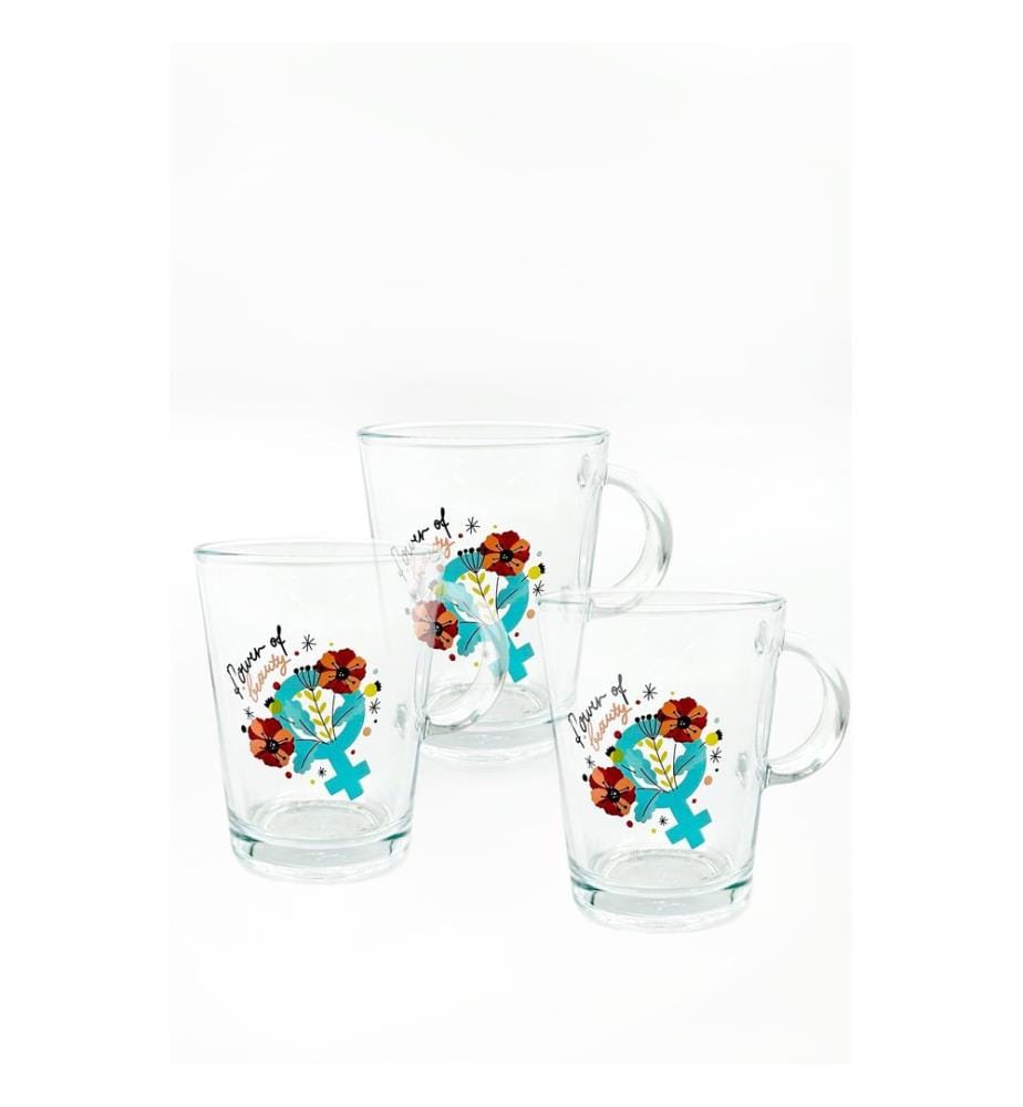 Mug Set, 3 Pieces, Multicolor, 100% GLASS