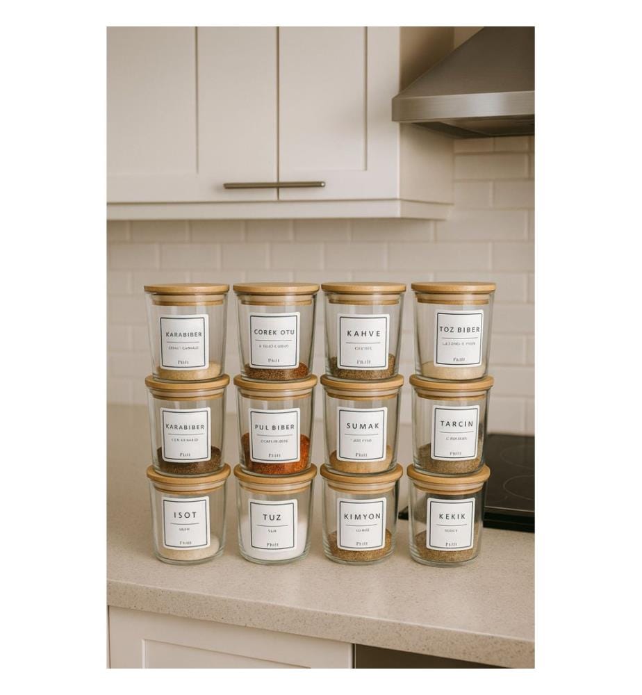 Spice Jar Set, 24 Pieces, Transparent, 100% GLASS