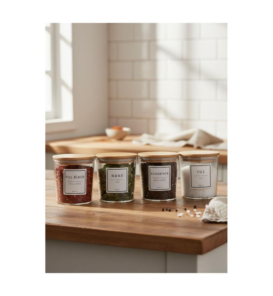Spice Jar Set, 8 Pieces, Transparent, 100% GLASS